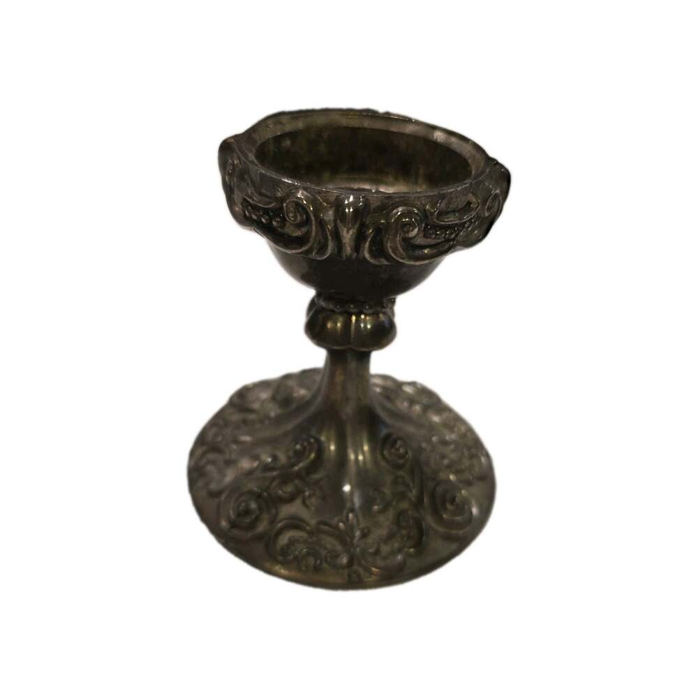 Vintage Godinger Silver Metal Victorian Floral Scroll Taper Candle Holder 4 in